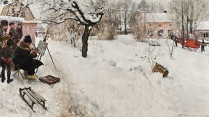 露天画家。 Winter-Motif来自斯德哥尔摩Åsögatan145 作者 卡尔·拉森